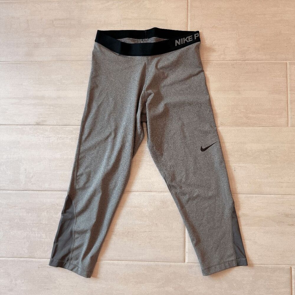 Nike PRO Training Capri Tights Compression Pants Grey Dri-fit Leggings Large